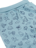 Frugi Kids' Waffle Cotton Printed Joggers, Blue