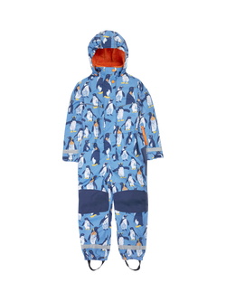 Frugi Kids' Any Weather All In One Waterproof Coat, Penguin Waddle, Penguin Waddle