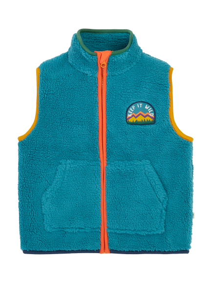 Frugi Kids' Bude Borg Gilet, Boat Blue/Mushroom, Boat Blue/Mushroom