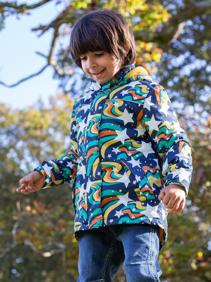 Frugi Kids' Playtime Waterproof Coat, Magic Stars - view 2, Magic Stars