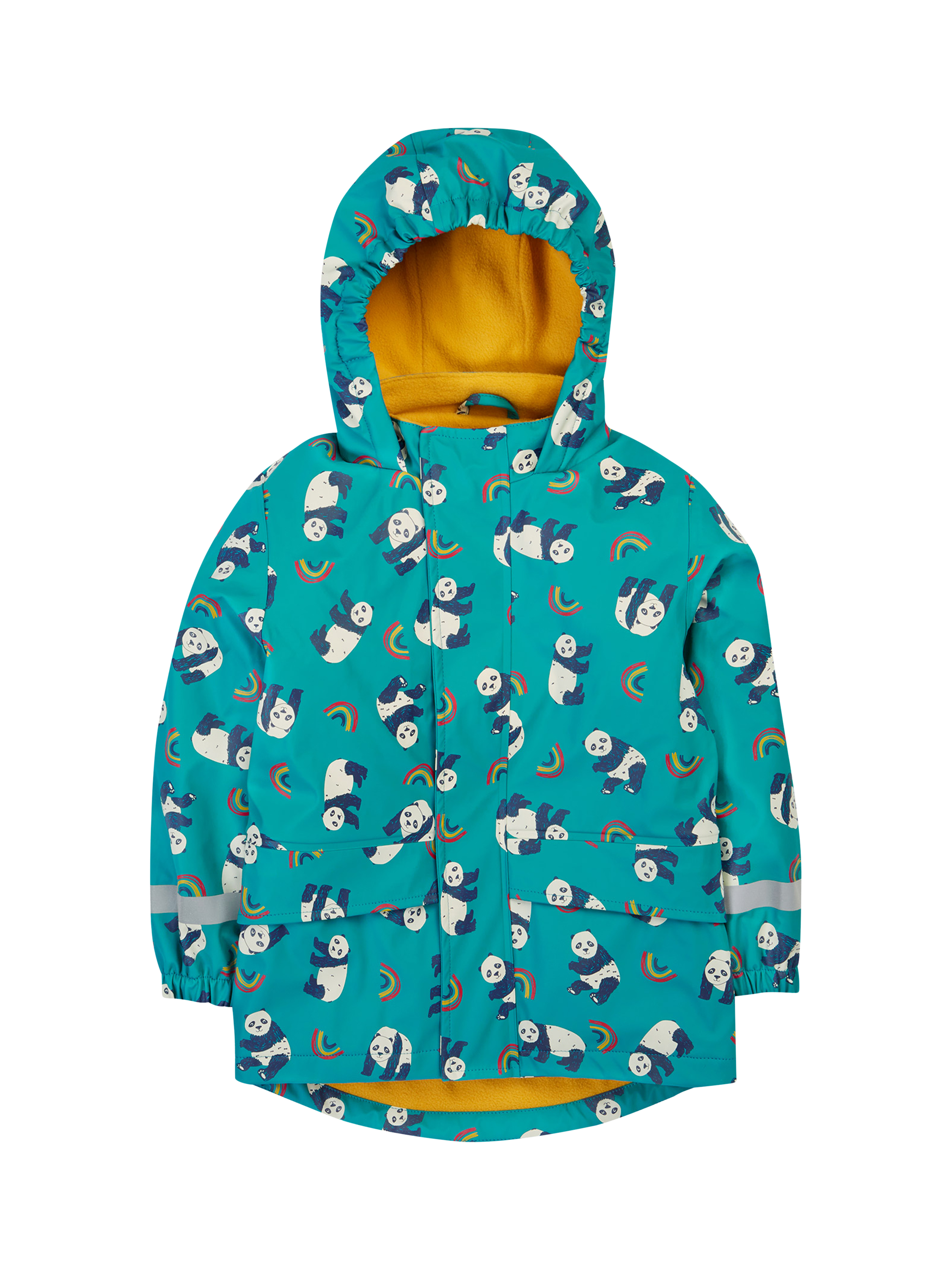 Product image 1 of 7, which shows Frugi Kids' Print Puddle Buster Waterproof Coat, Panda Play, 1-2 years