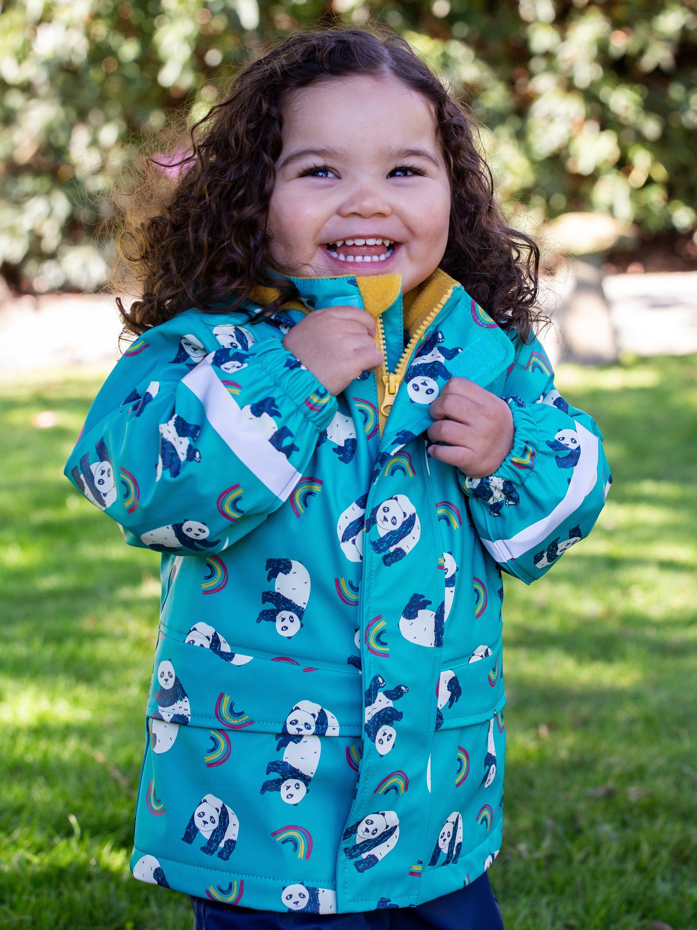 Product image 4 of 7, which shows Frugi Kids' Print Puddle Buster Waterproof Coat, Panda Play, 1-2 years