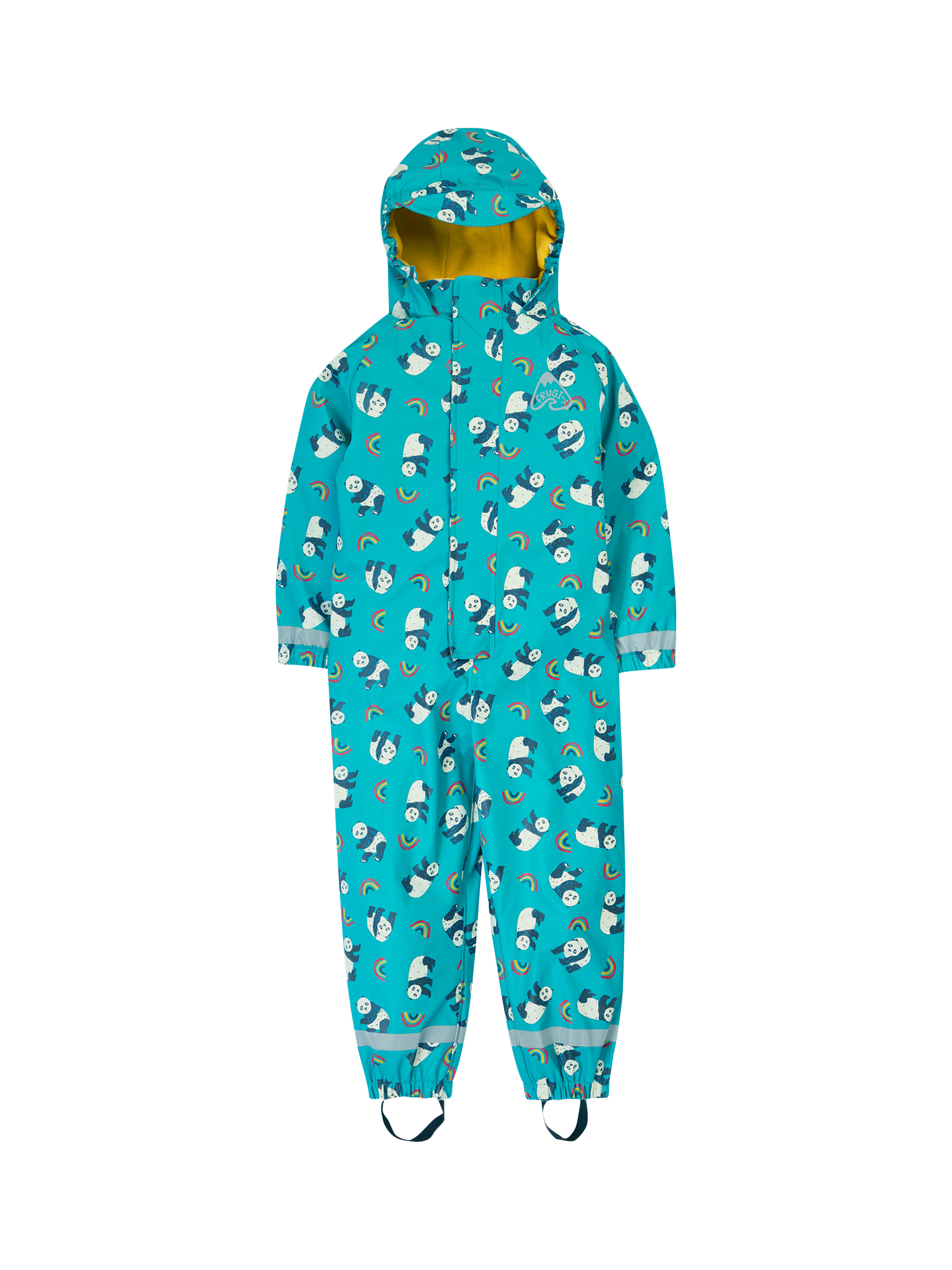 Product image 1 of 6, which shows Frugi Kids' Printed Puddle Buster Waterproof Suit, Panda Play, 6-12 months