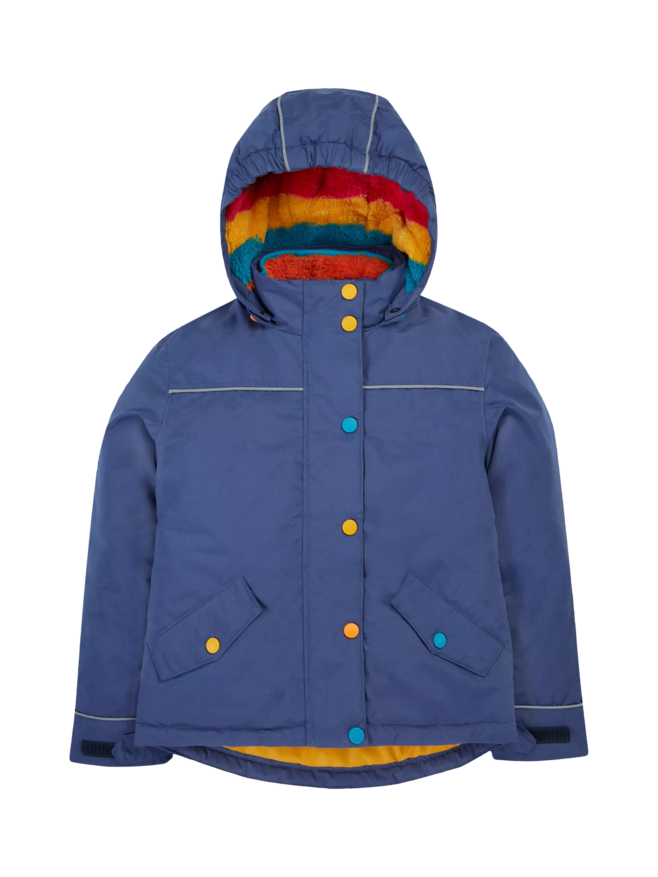 Frugi Kids' Rambler 3 in 1 Coat, Navy Blue/Autumn Stripe