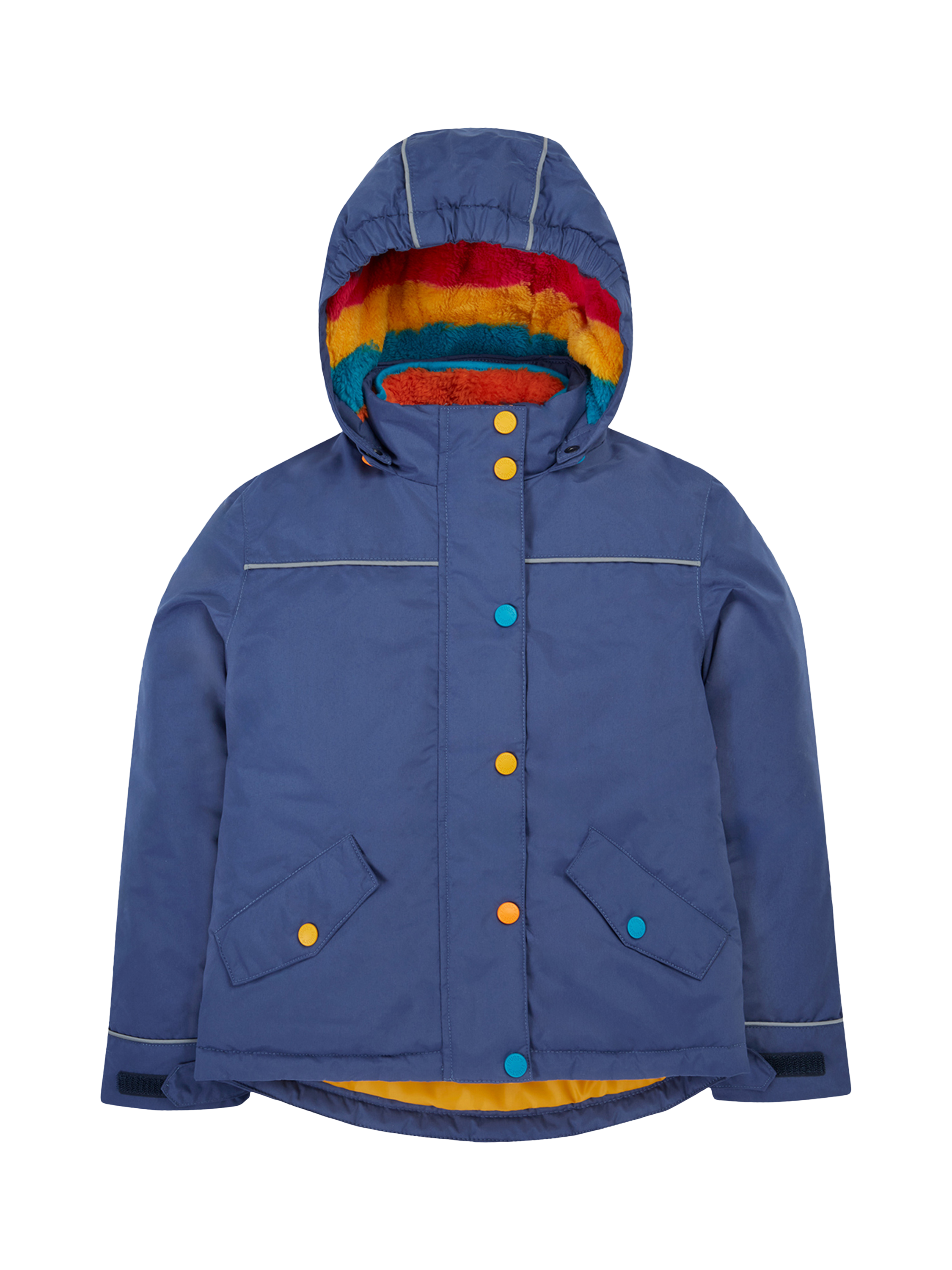 Frugi Kids' Rambler 3 in 1 Coat, Navy Blue/Autumn Stripe