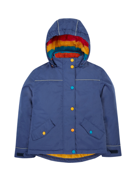 Frugi Kids' Rambler 3 in 1 Coat, Navy Blue/Autumn Stripe, Navy Blue/Autumn Stripe