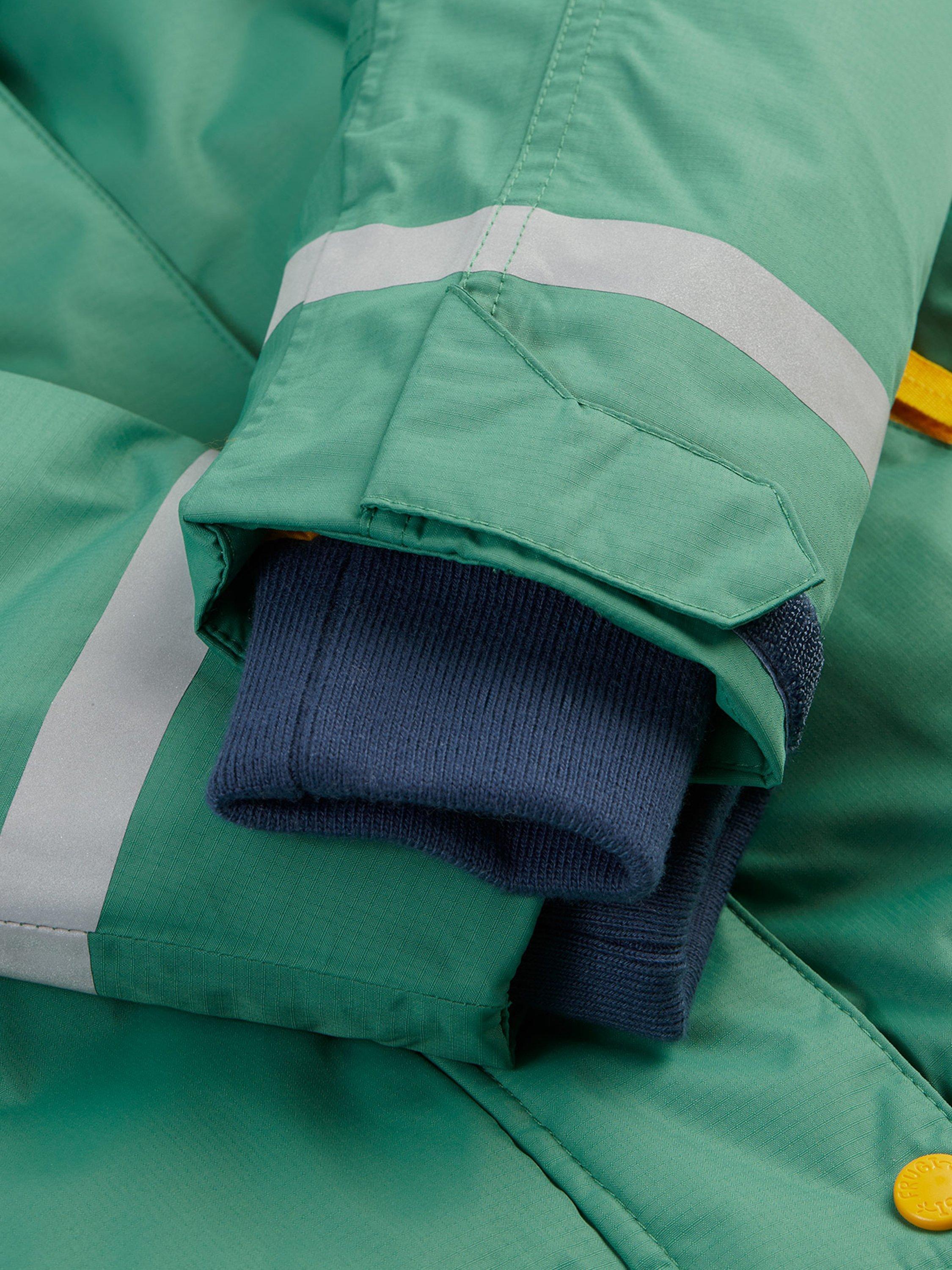 Product image 5 of 7, which shows Frugi Kids' Padded Snow and Ski Coat, Green/Mountains, 1-2 years