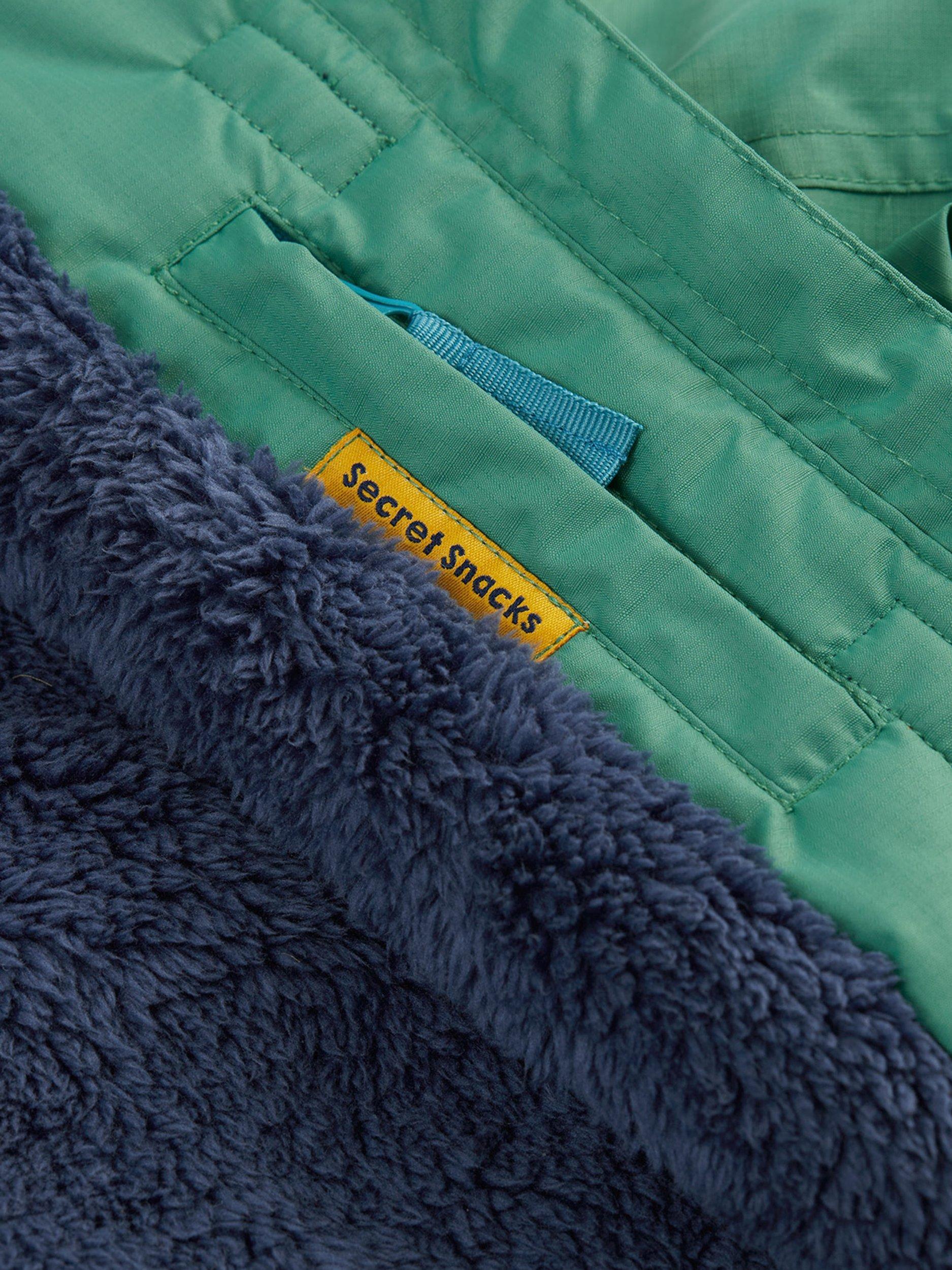 Product image 6 of 7, which shows Frugi Kids' Padded Snow and Ski Coat, Green/Mountains, 1-2 years
