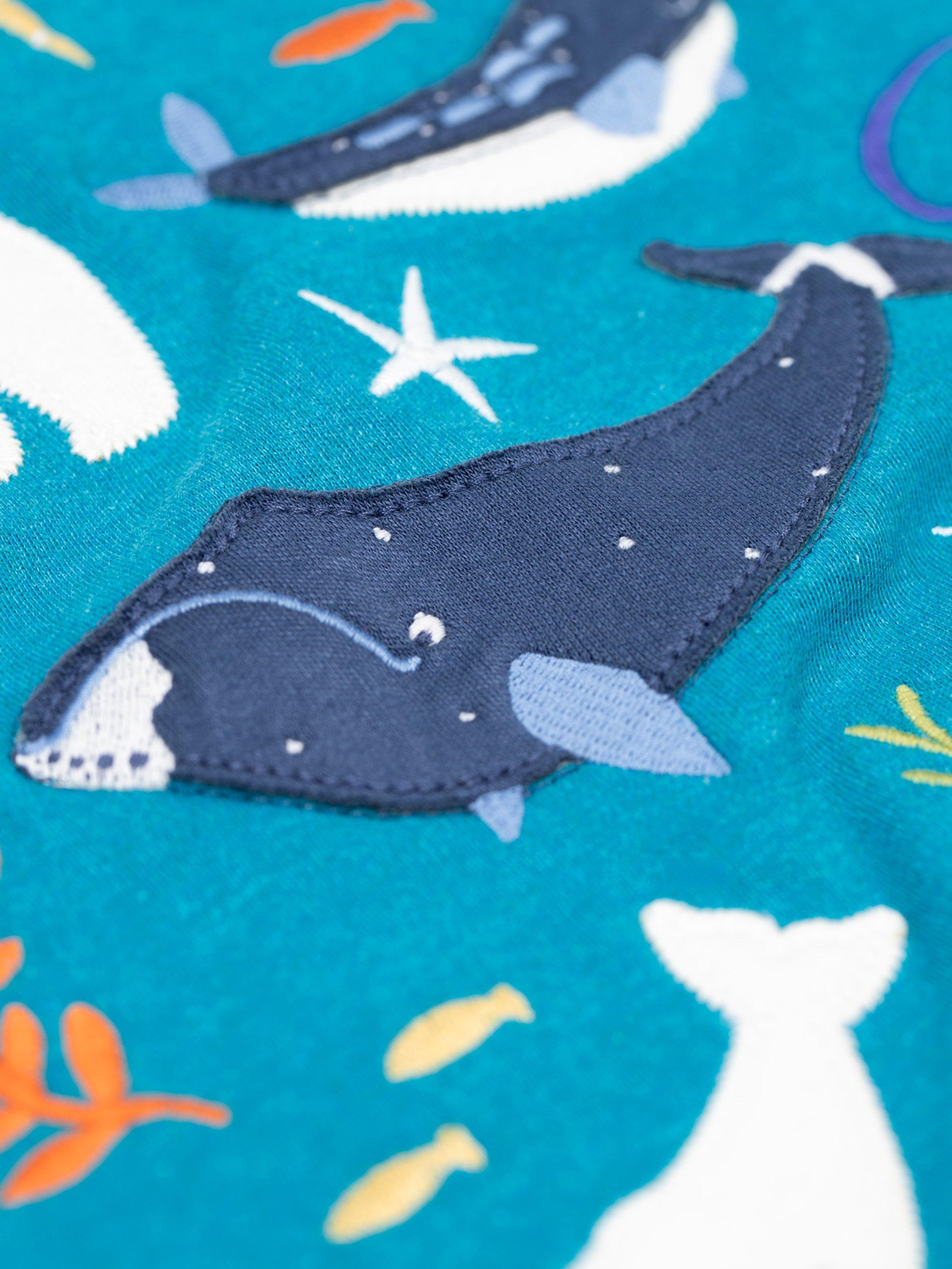 Product image 3 of 3, which shows Frugi Adventure Applique Top, Blue Marl/Arctic, 0-3 months