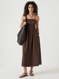 HUSH Air Flow Strappy Midi Dress, Chocolate Fondant