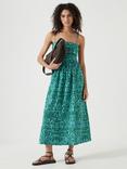 HUSH Lotus Print Air Flow Midi Dress, Green/Blue
