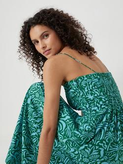 HUSH Lotus Print Air Flow Midi Dress, Green/Blue - view 2, Green/Blue