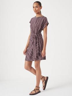 HUSH Trinny Stripe Jersey Dress, Brown/Multi, Brown/Multi