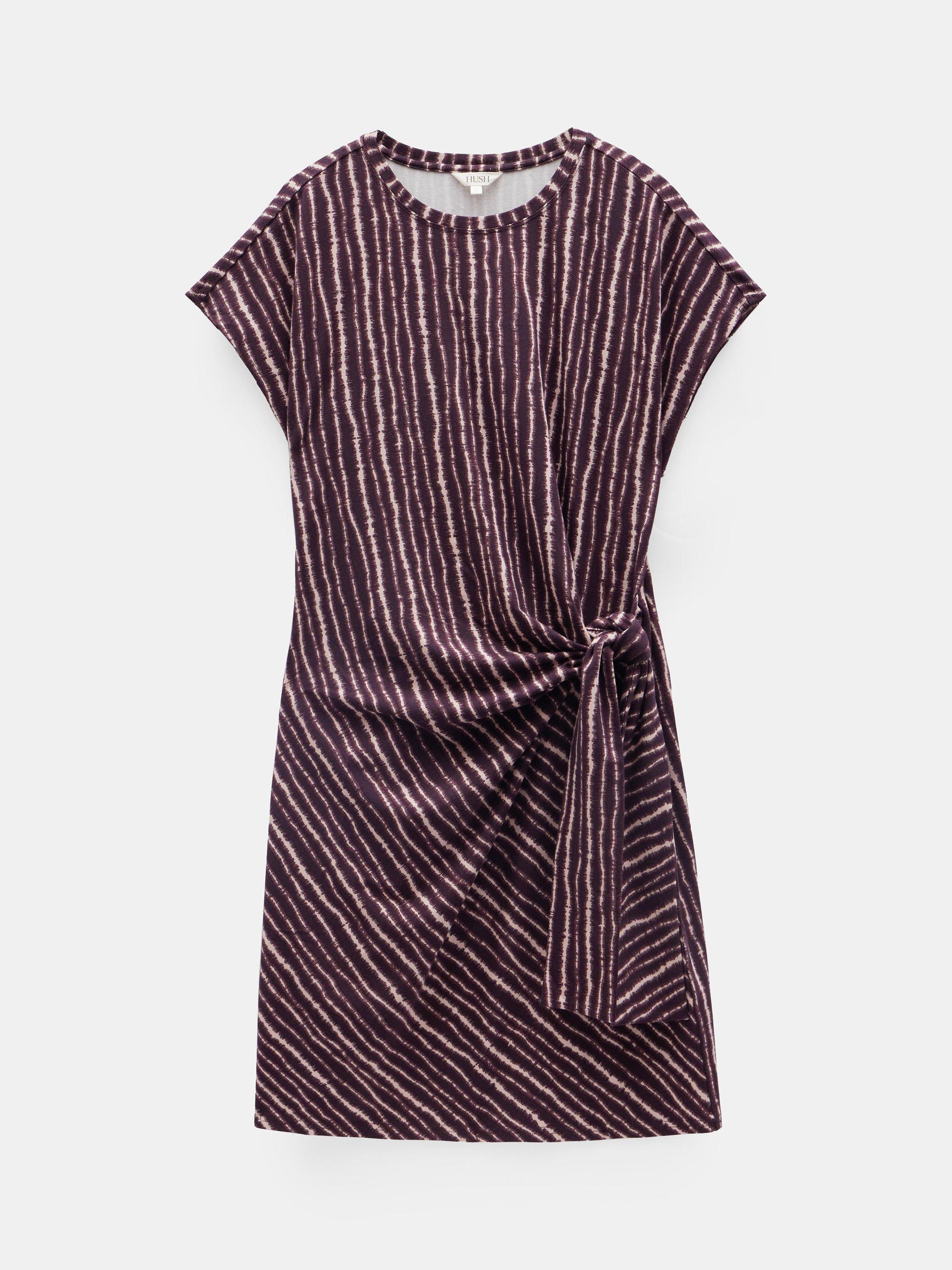 Product image 4 of 4, which shows HUSH Trinny Stripe Jersey Dress, Brown/Multi, 4