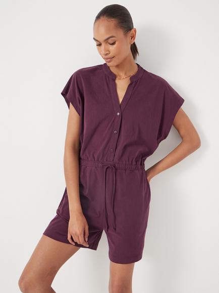 HUSH Kendall Jersey Playsuit - view 2, Maroon Red