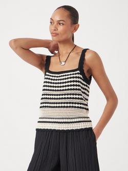 HUSH Stripe Stitch Knit Top, Soft White/Black, Soft White/Black