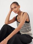 HUSH Stripe Stitch Knit Top, Soft White/Black