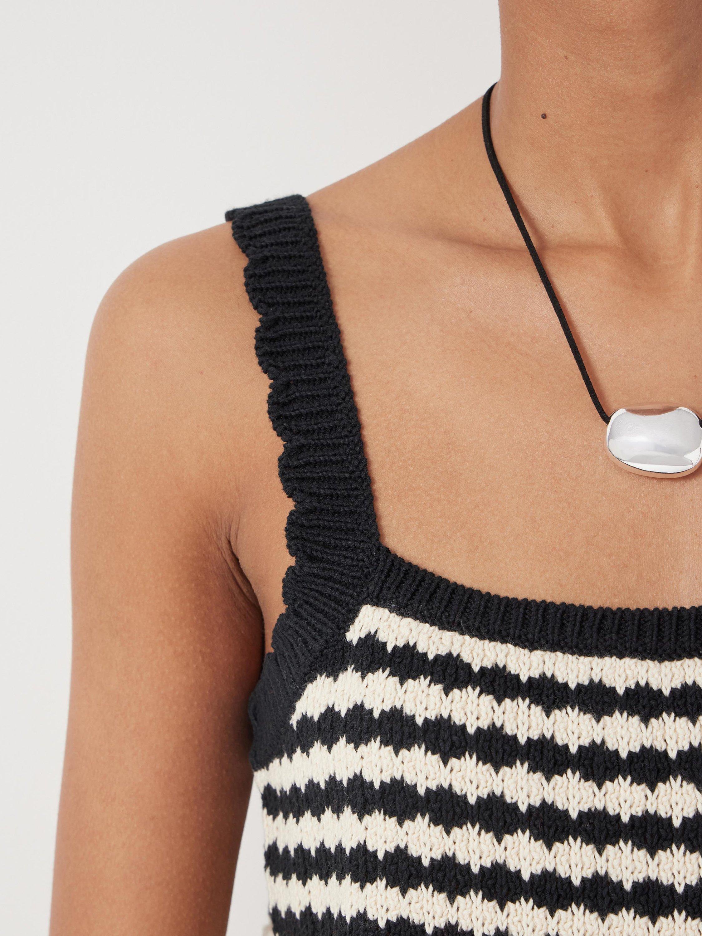 Product image 5 of 7, which shows HUSH Stripe Stitch Knit Top, Soft White/Black, L