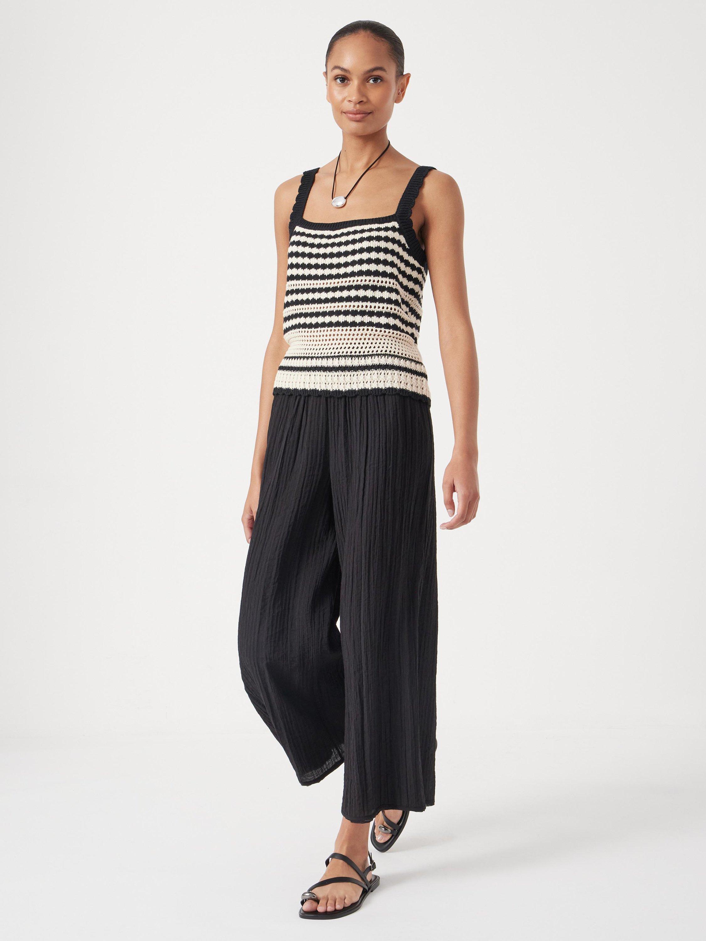 Product image 6 of 7, which shows HUSH Stripe Stitch Knit Top, Soft White/Black, L