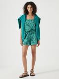 HUSH Margot Lotus Pull On Shorts, Lotus Green/Blue