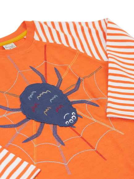 Frugi Kids' Alfie Cotton Long Sleeved Top, Salamanderstr/Spider - view 2, Salamanderstr/Spider