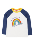 Frugi Kids' Cotton Eden Raglan Sleeve Top, Navy/Keep Rolling