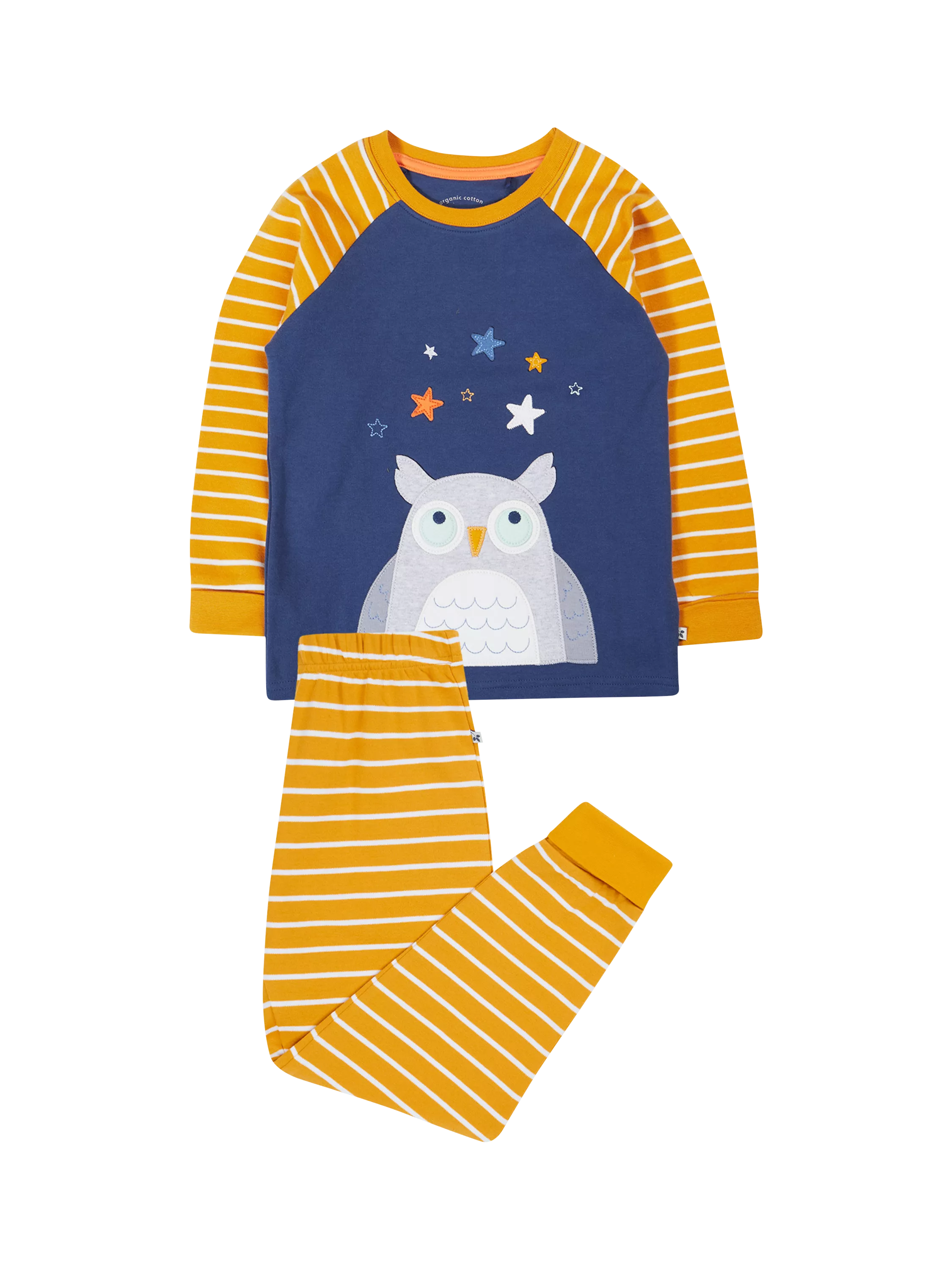 Frugi Kids' Jazzy Pyjamas, Gold Breton/Owl