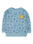 Frugi Kids' Waffle Cotton Printed Sweatshirt, Blue