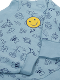 Frugi Kids' Waffle Cotton Printed Sweatshirt, Blue