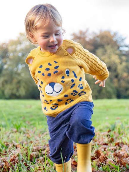Frugi Kids' Corduroy Pull Up Trousers, Ink Blue - view 2, Ink Blue