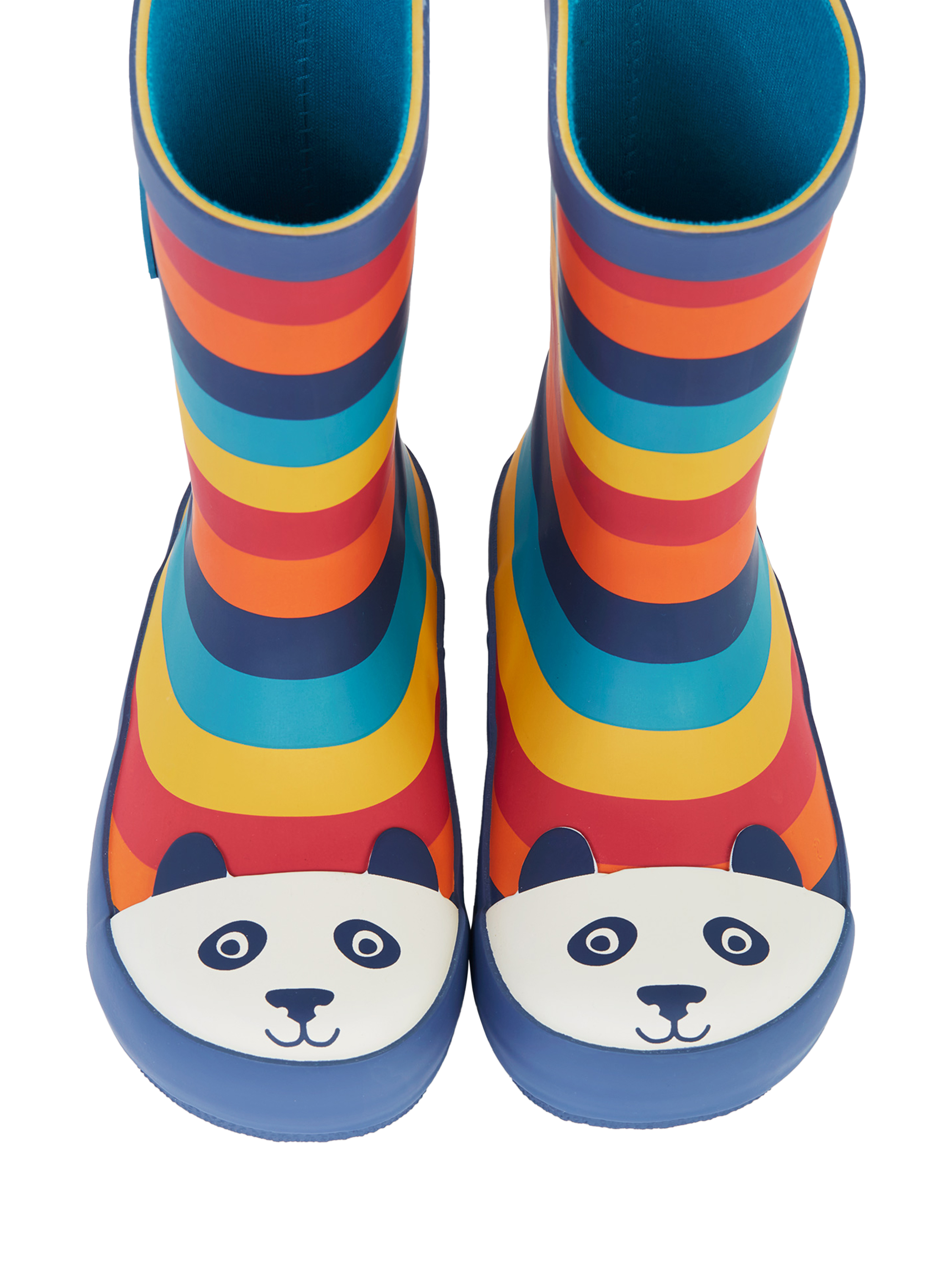 Product image 2 of 4, which shows Frugi Kids' Puddle Buster Wellington Boots, Rainbow/Panda, EU33