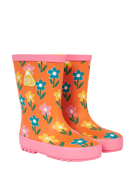 Frugi Kids' Puddle Buster Wellington Boots, Fun Flowers, Fun Flowers