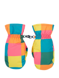 Frugi Kids' Snow and Ski Mittens, Rainbow Check