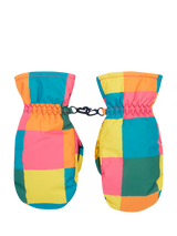 Frugi Kids' Snow and Ski Mittens, Rainbow Check