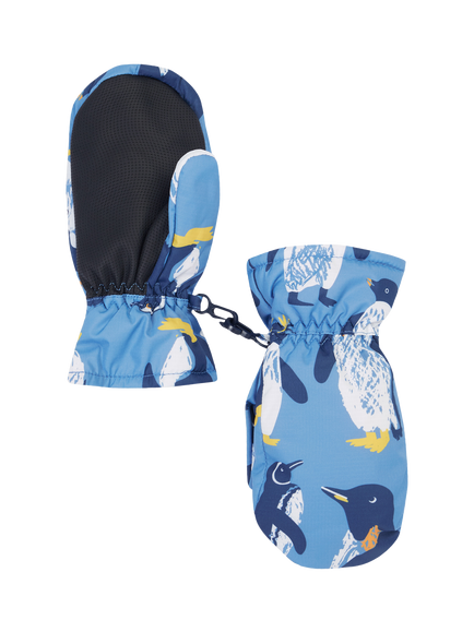 Frugi Kids' Snow and Ski Mittens, Penguin Waddle - view 2, Penguin Waddle