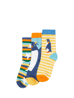 Frugi Kids' Rock My Socks, Pack of 3, Penguin Multipack, Penguin Multipack