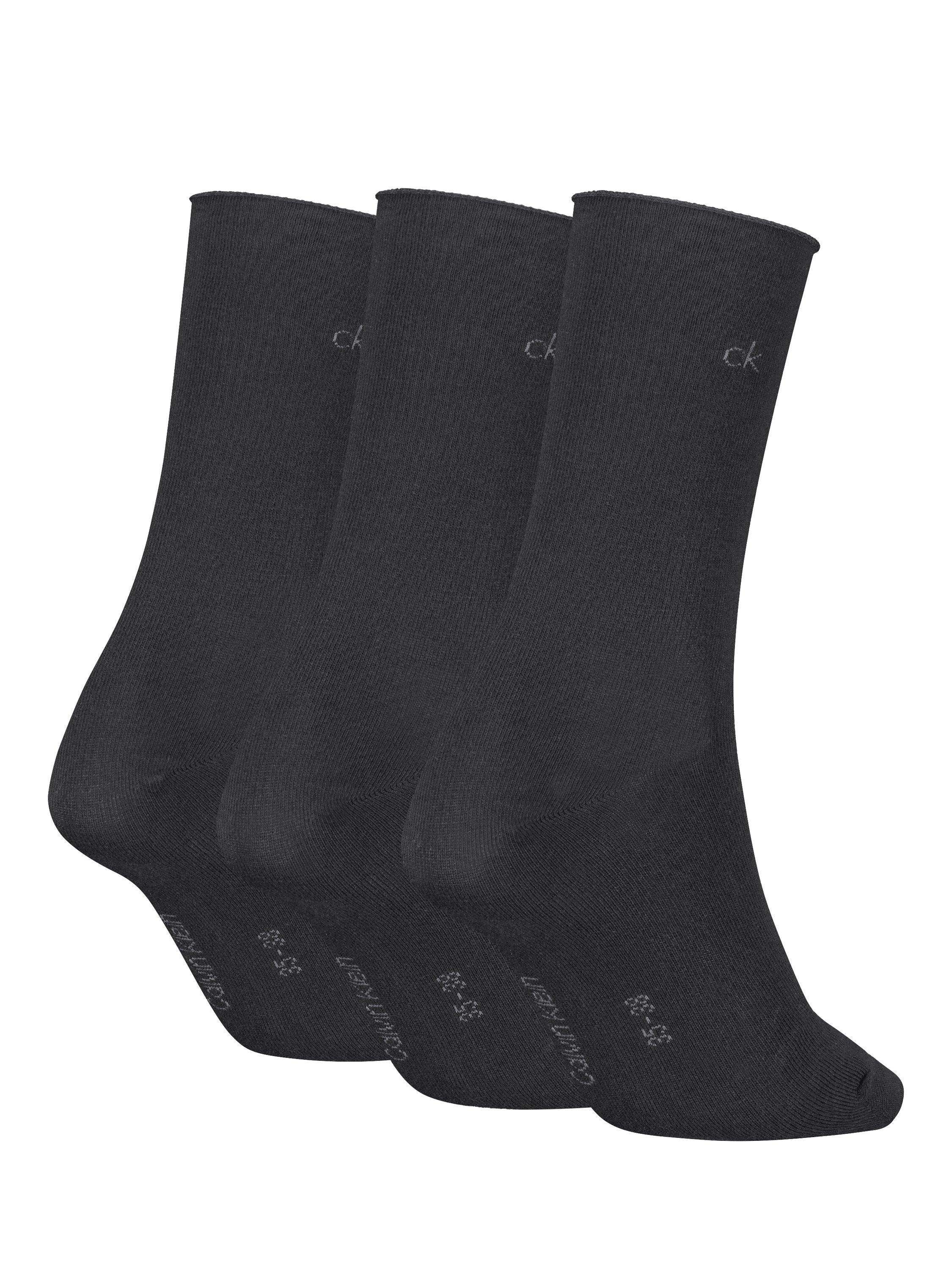 Product image 2 of 2, which shows Calvin Klein Roll Top Socks, Pack of 3, Black, S-M