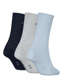 Calvin Klein Roll Top Socks, Pack of 3, Black - view 2, Light Blue
