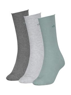 Calvin Klein Roll Top Socks, Pack of 3, Black, Jade Green