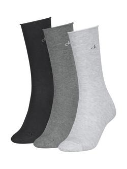 Calvin Klein Roll Top Socks, Pack of 3, Black, Grey Melange