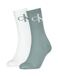 Calvin Klein Mono Crew Socks, Pack of 2, Jade Green