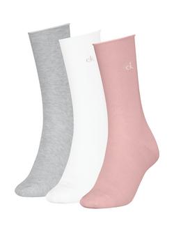 Calvin Klein Roll Top Socks, Pack of 3, Black, Pink