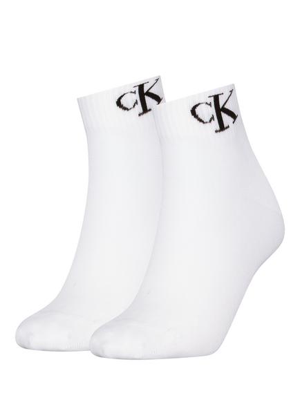 Calvin Klein Quarter Socks, Pack of 2, Light Grey Melange, White