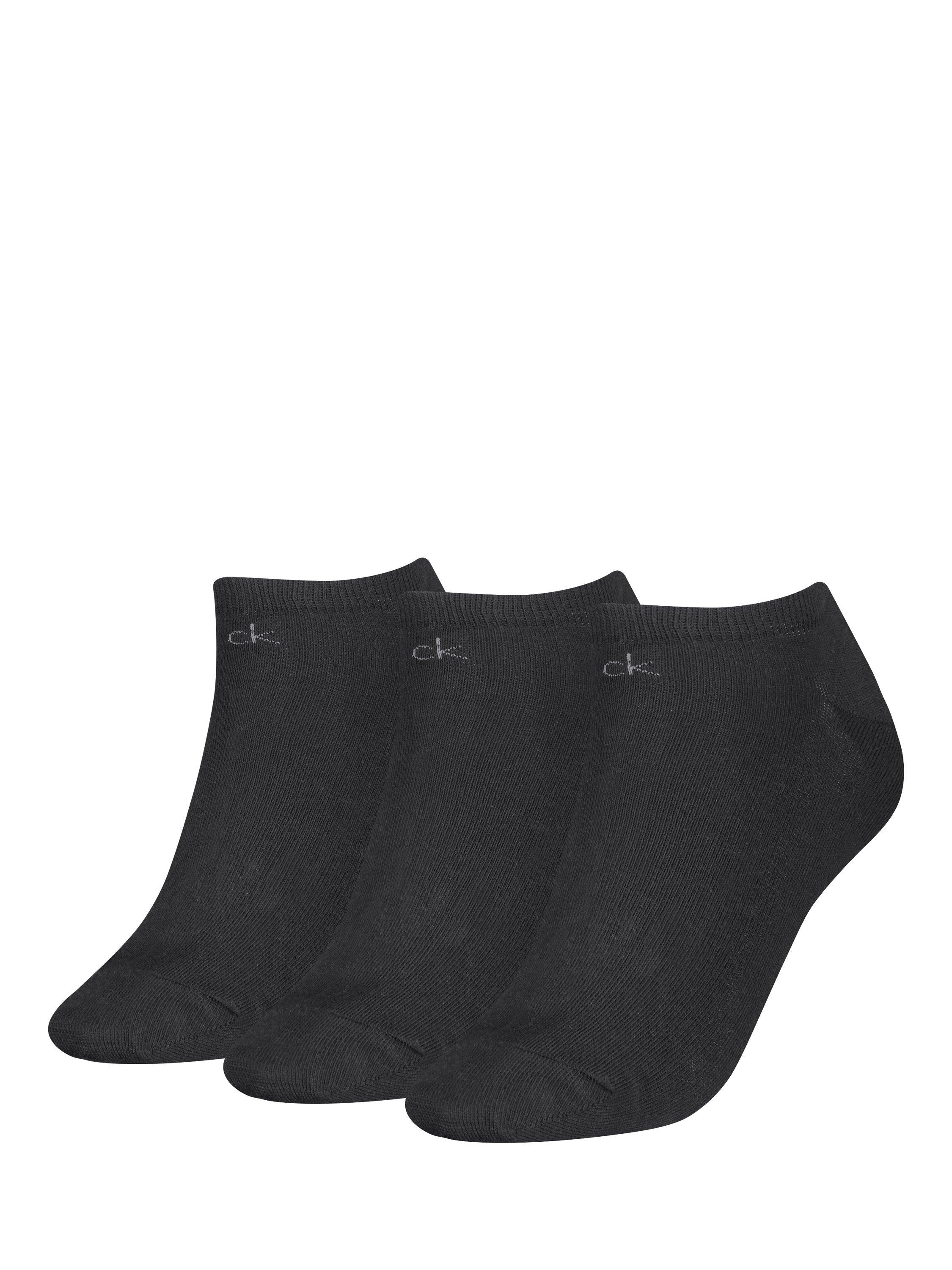 Product image 1 of 2, which shows Calvin Klein Trainer Socks, Pack of 3, Black, S-M