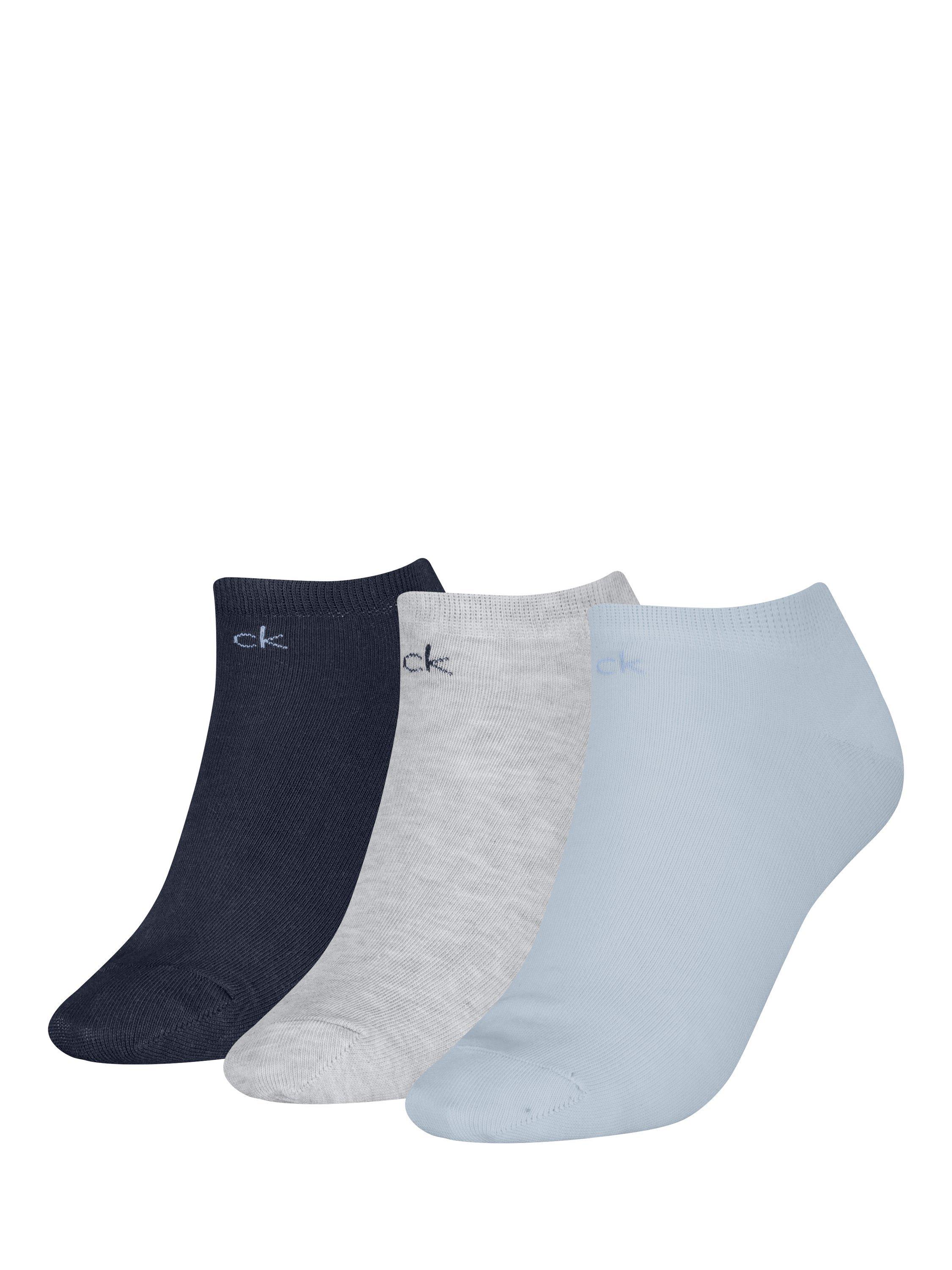 Product image 1 of 2, which shows Calvin Klein Trainer Socks, Pack of 3, Light Blue, S-M