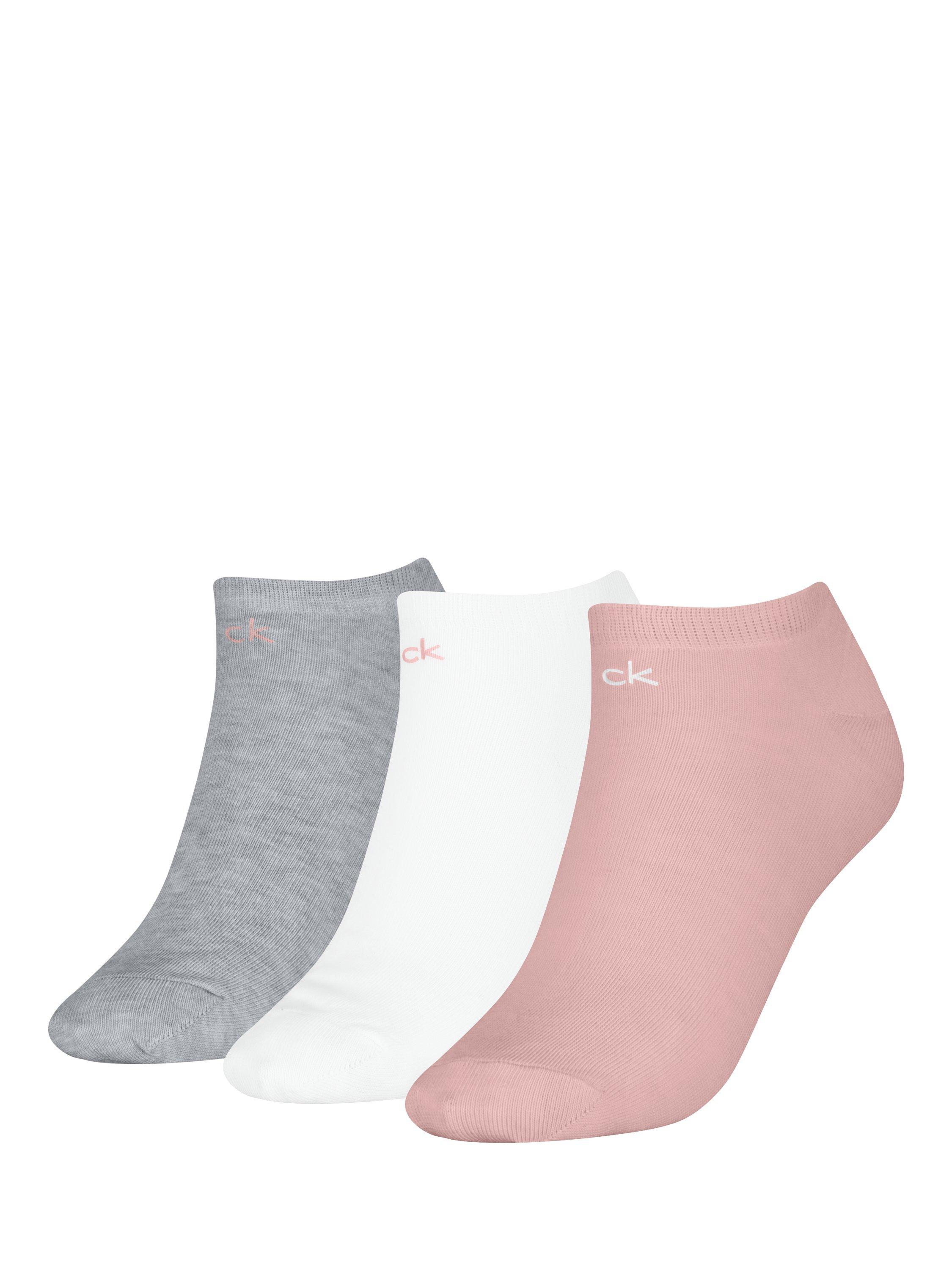 Product image 1 of 2, which shows Calvin Klein Trainer Socks, Pack of 3, Pink, S-M