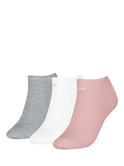 Calvin Klein Trainer Socks, Pack of 3, Black, Pink