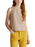Benetton Yarn Dyed Button Back Top, Light Brown