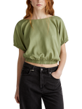 Benetton Cropped Short Sleeve Top, Olive Green