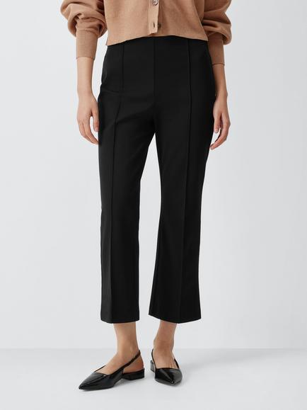 John Lewis Slim Cropped Bootcut Trousers containing LENZING™ ECOVERO™ Viscose, Black, Black